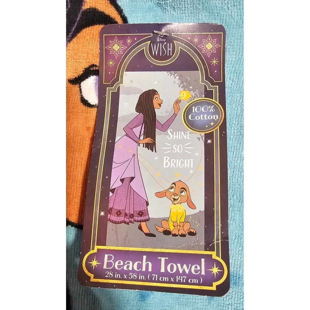Disney Wish Beach Towel Set of‎ 2 Asha Valentino Shine So Bright 100% Cotton NEW